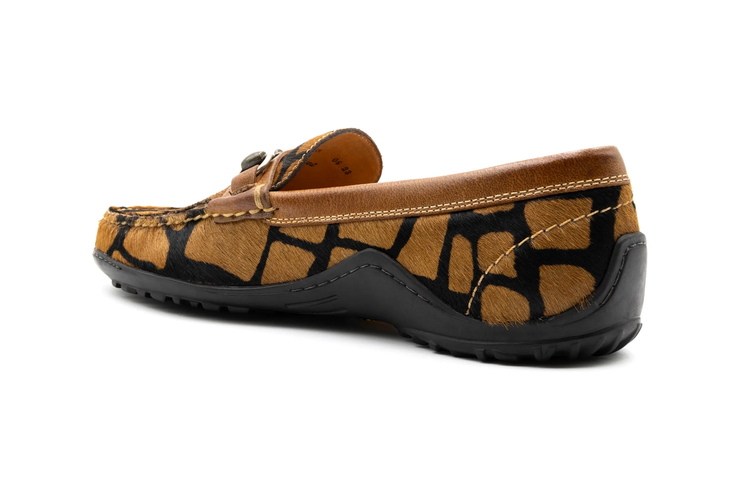 Bill "Hair On" Leather Horse Bit Loafers - Giraffe