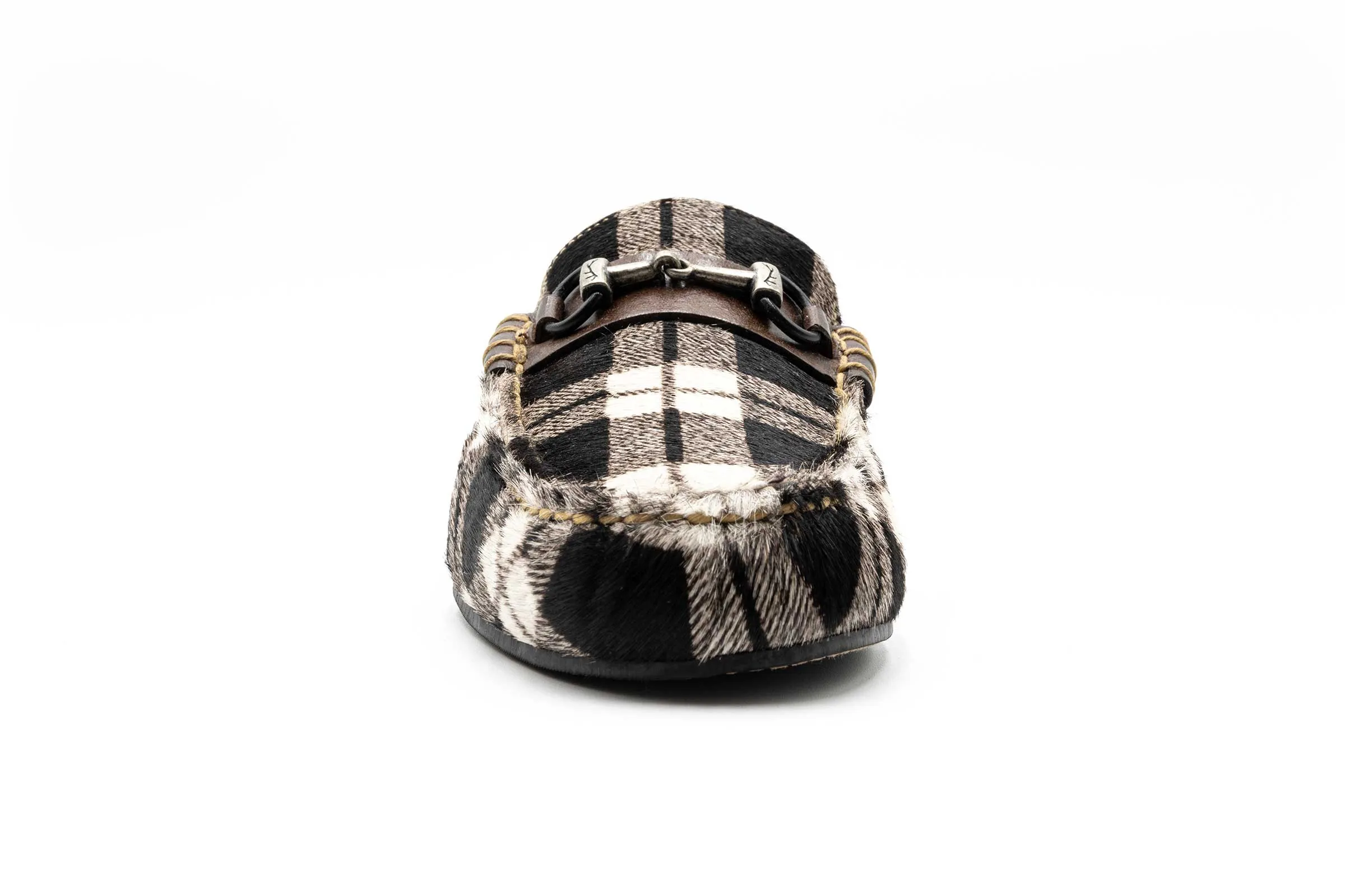 Cozy Country "Hair On" Leather Horse Bit Slides - Plaid