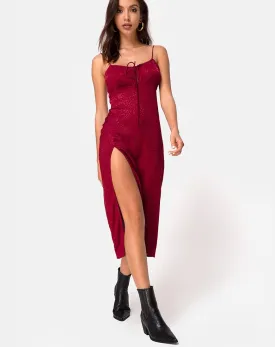 Cypress Midi Dress in Satin Cheetah Raspberry