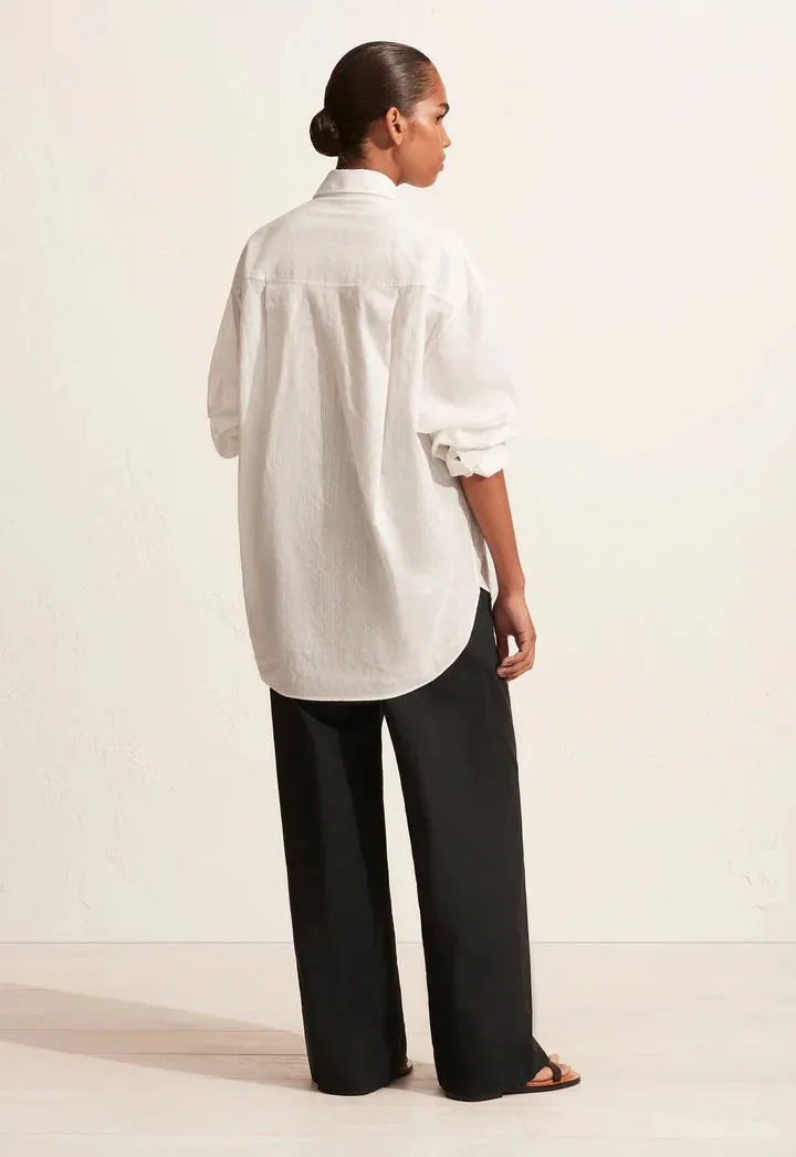 EMBROIDERED OVERSIZED SHIRT - WHITE