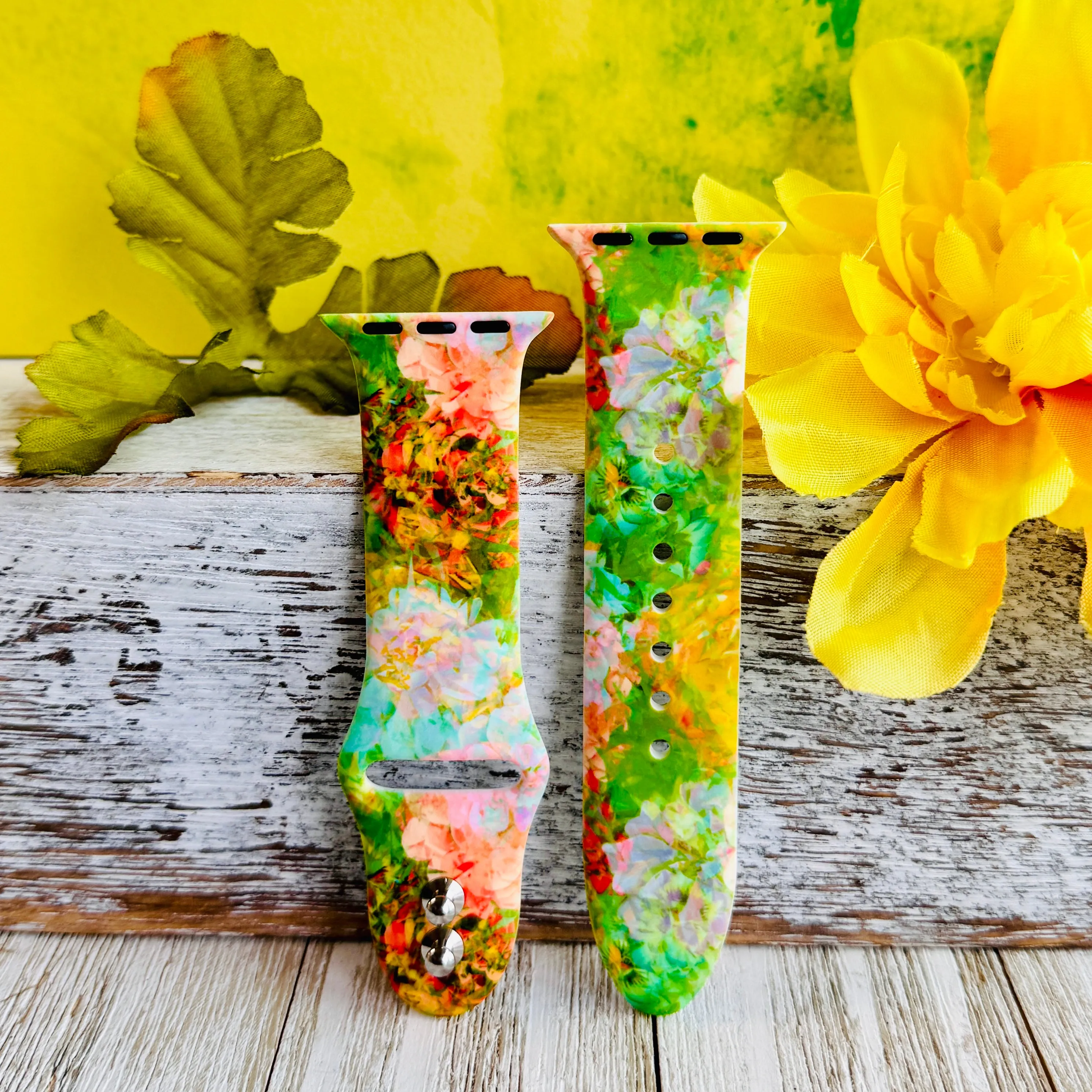 Floral Fusion Print Silicone Band For Apple Watch