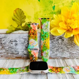 Floral Fusion Print Silicone Band For Apple Watch