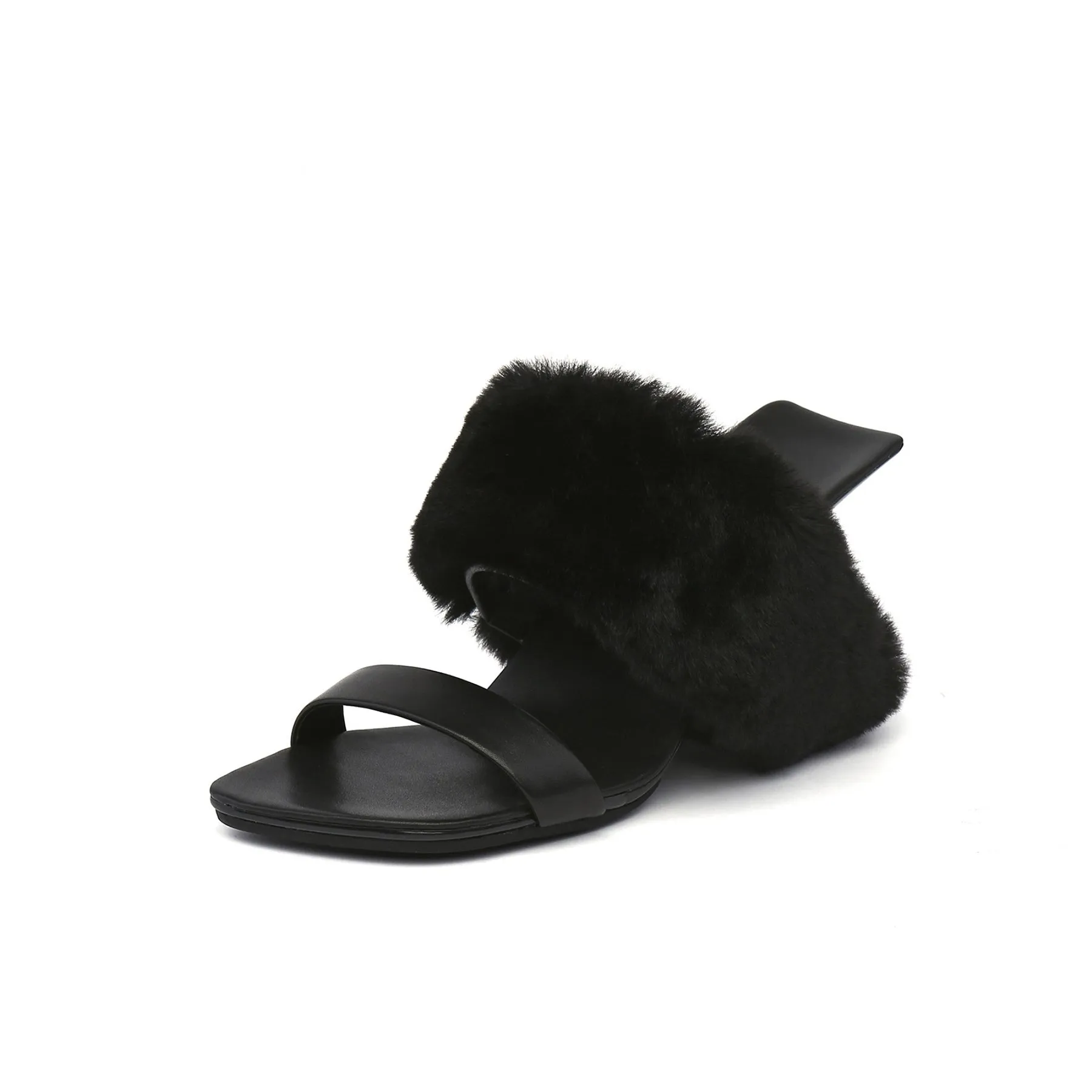 Fluffy Faux Fur Wedge Mules