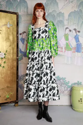 Green Floral Printed Cotton Maxi Dress