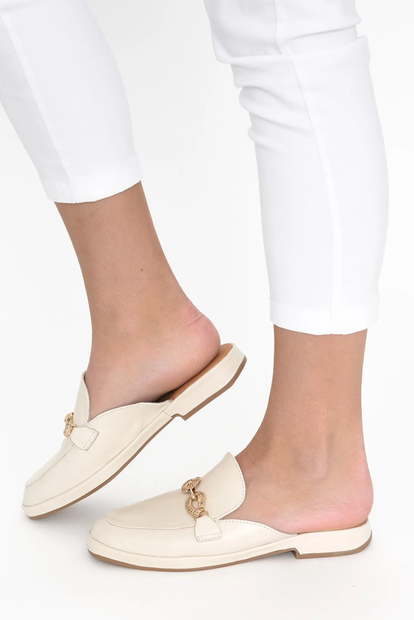 Lifesaver Cream Leather Mule