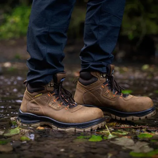 Men 6" Waterproof Composite Toe Work Hiker Brown Leather Boots