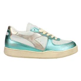 Mi Basket Low Metal Pigskin Used Lace Up Sneakers