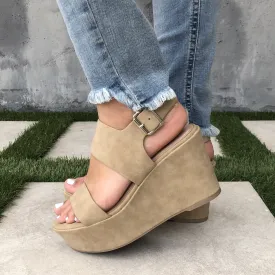 My Girl Platform Open Toe Wedges In Mocha