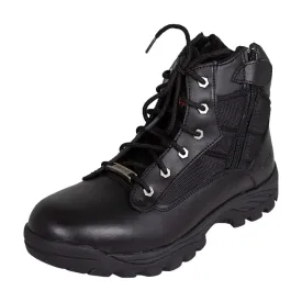 Open Road Men's Black Leather Tactical Lace-Up Boots with Side Zippers Entry