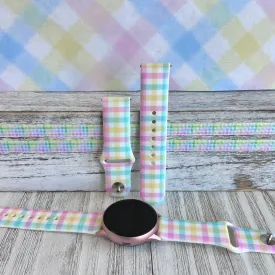 Pastel Gingham Print Silicone Band For Samsung Watch