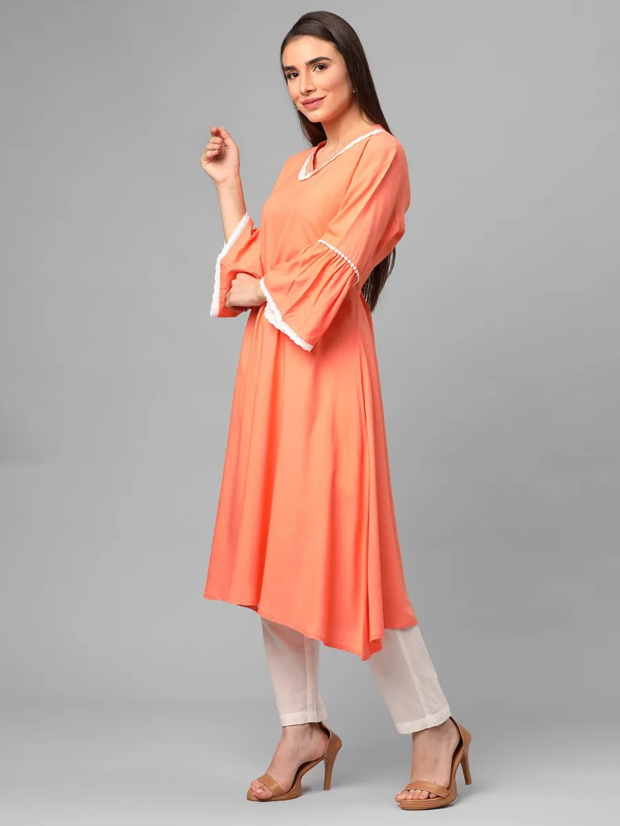 Peach Solid Kurta