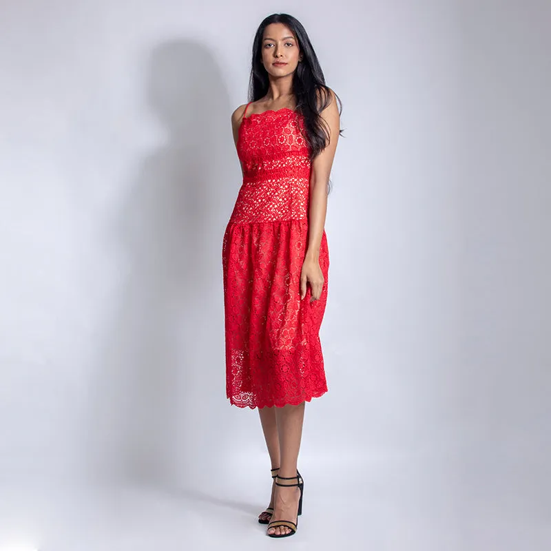 Red Cutwork Dress