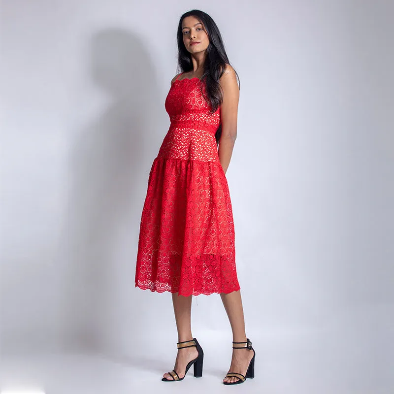 Red Cutwork Dress