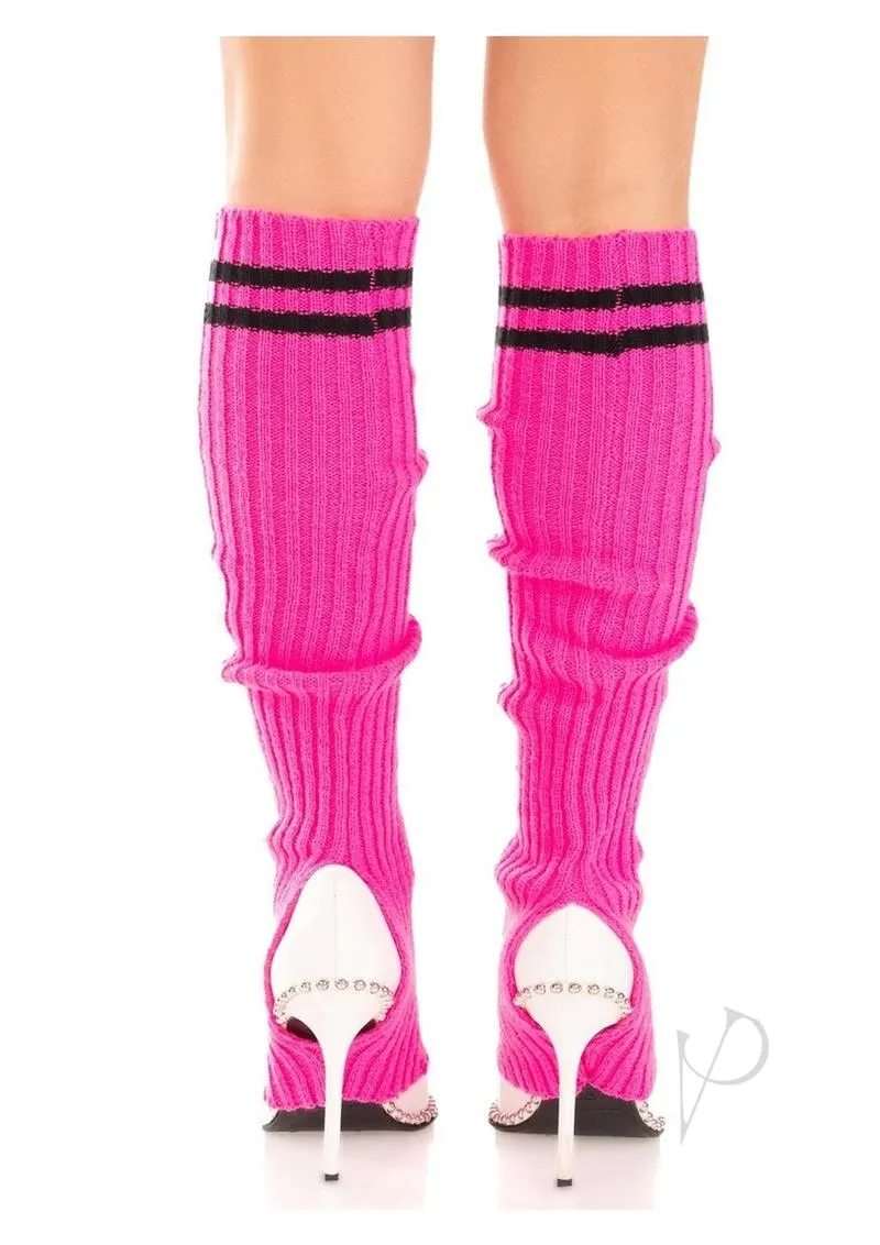 Rib Stirrup Leg Warmers Stripe Os Pnk