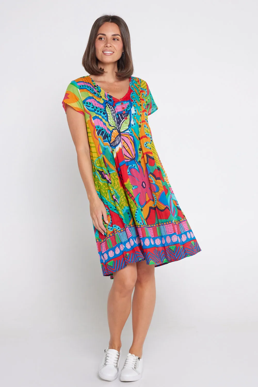 San Miguel Easy Fit Cotton Dress - Geometric Print