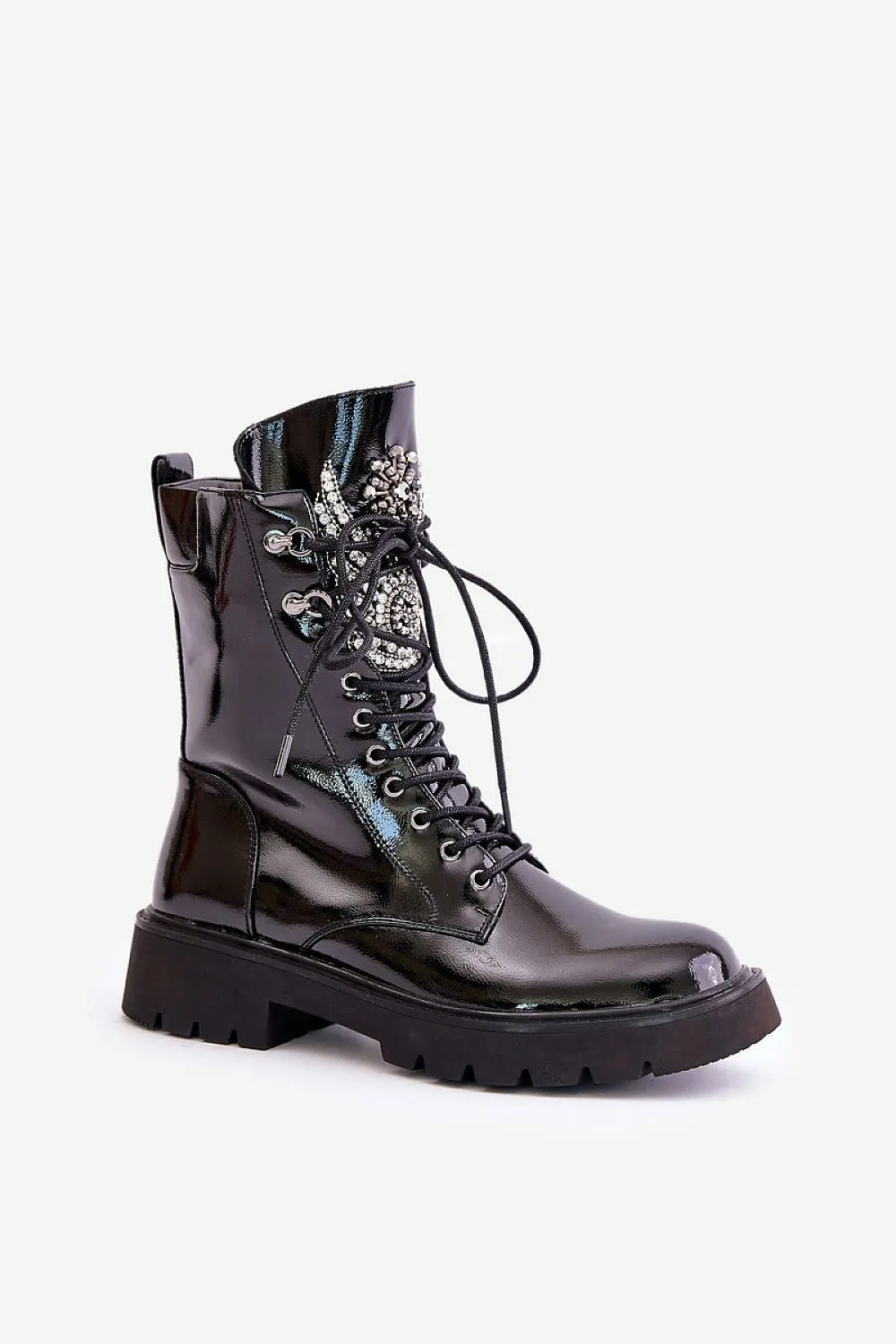 TEEK - Bejeweled Tougue Laced Boots