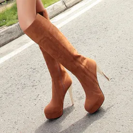 Thin High Heels knee-high  Zip Up Sexy Party Boots