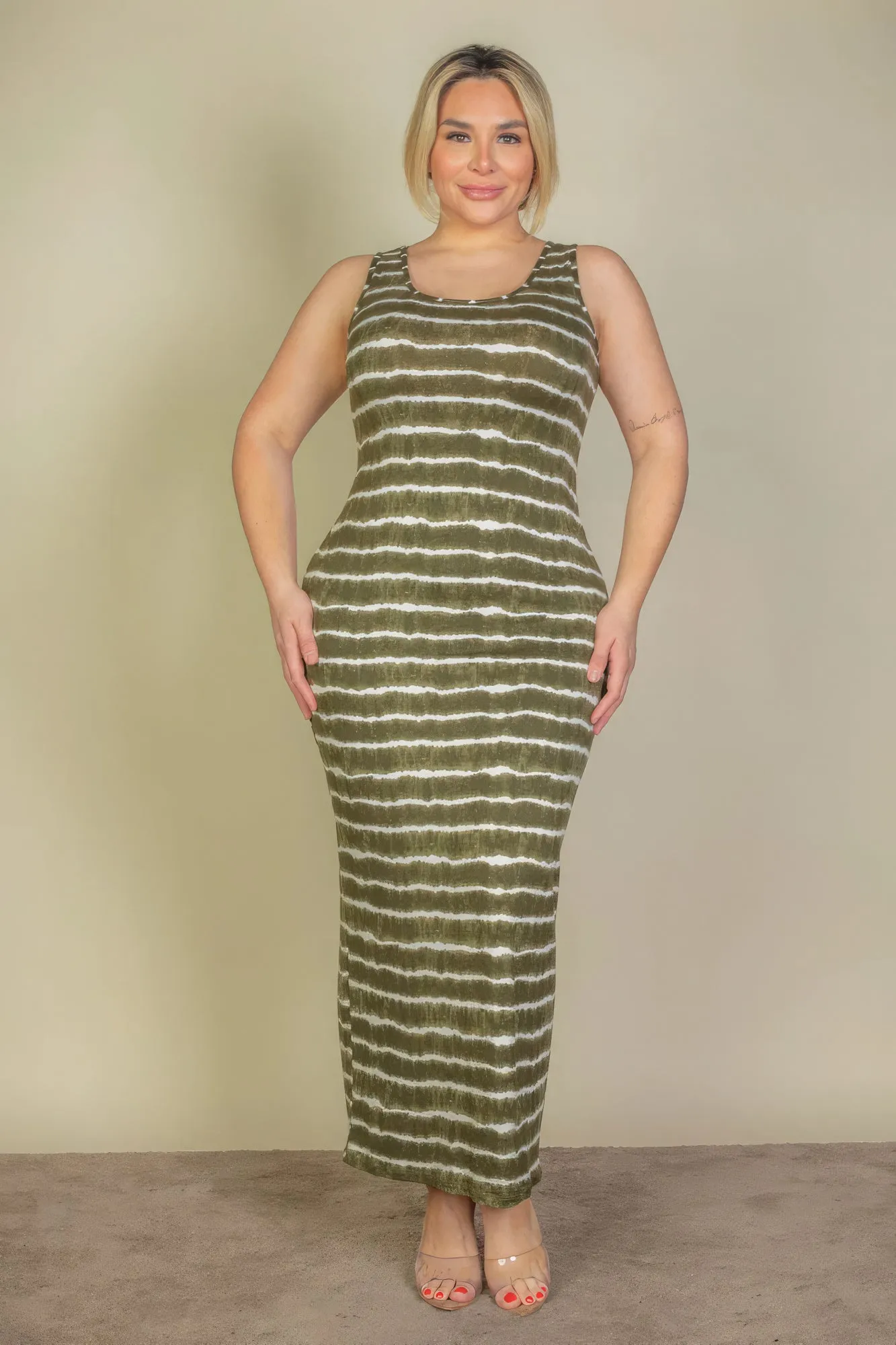 Tie Dye Bodycon Voluptuous ( ) Plus Size Tank Top Dress