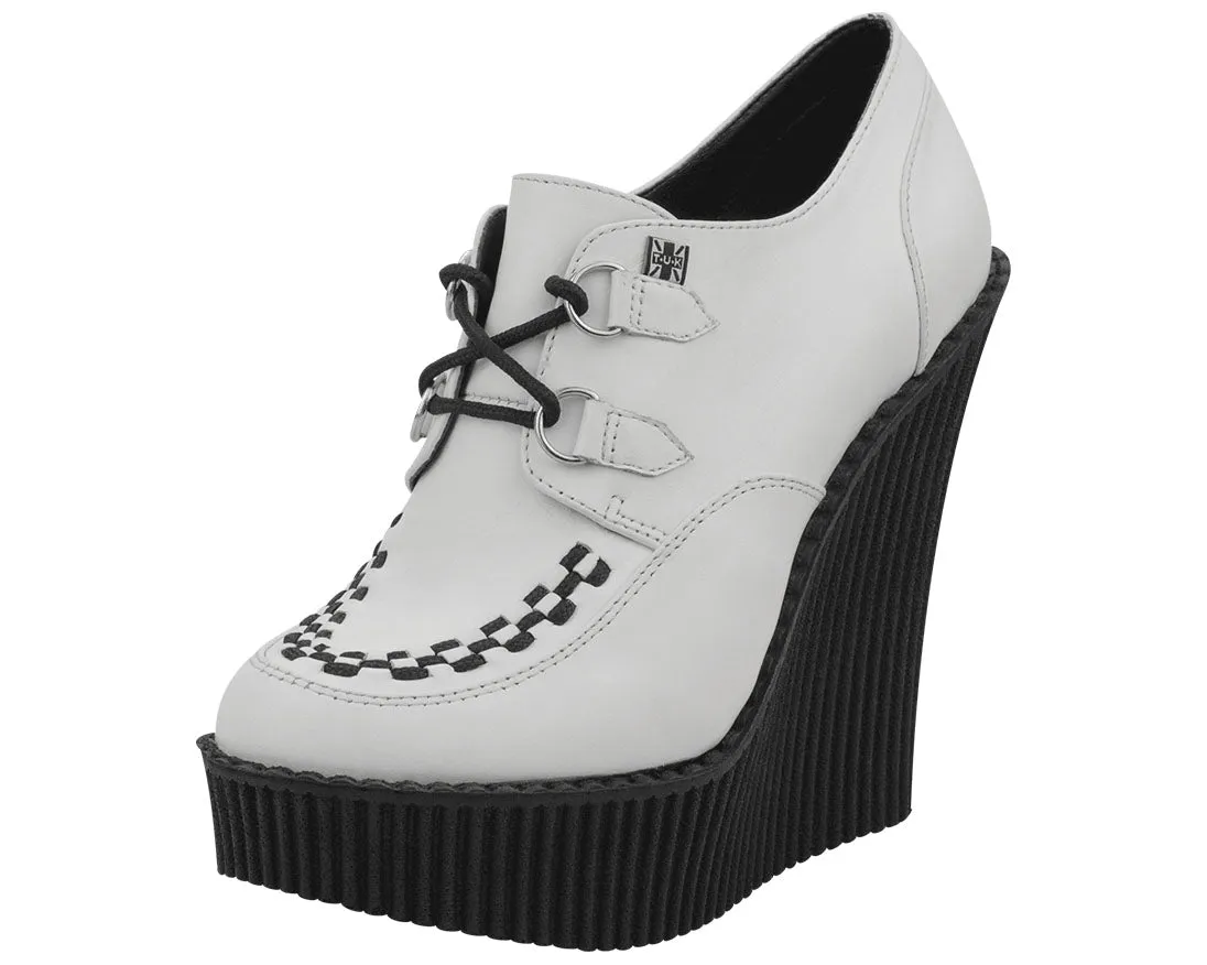 T.U.K White Leather Creeper Wedge