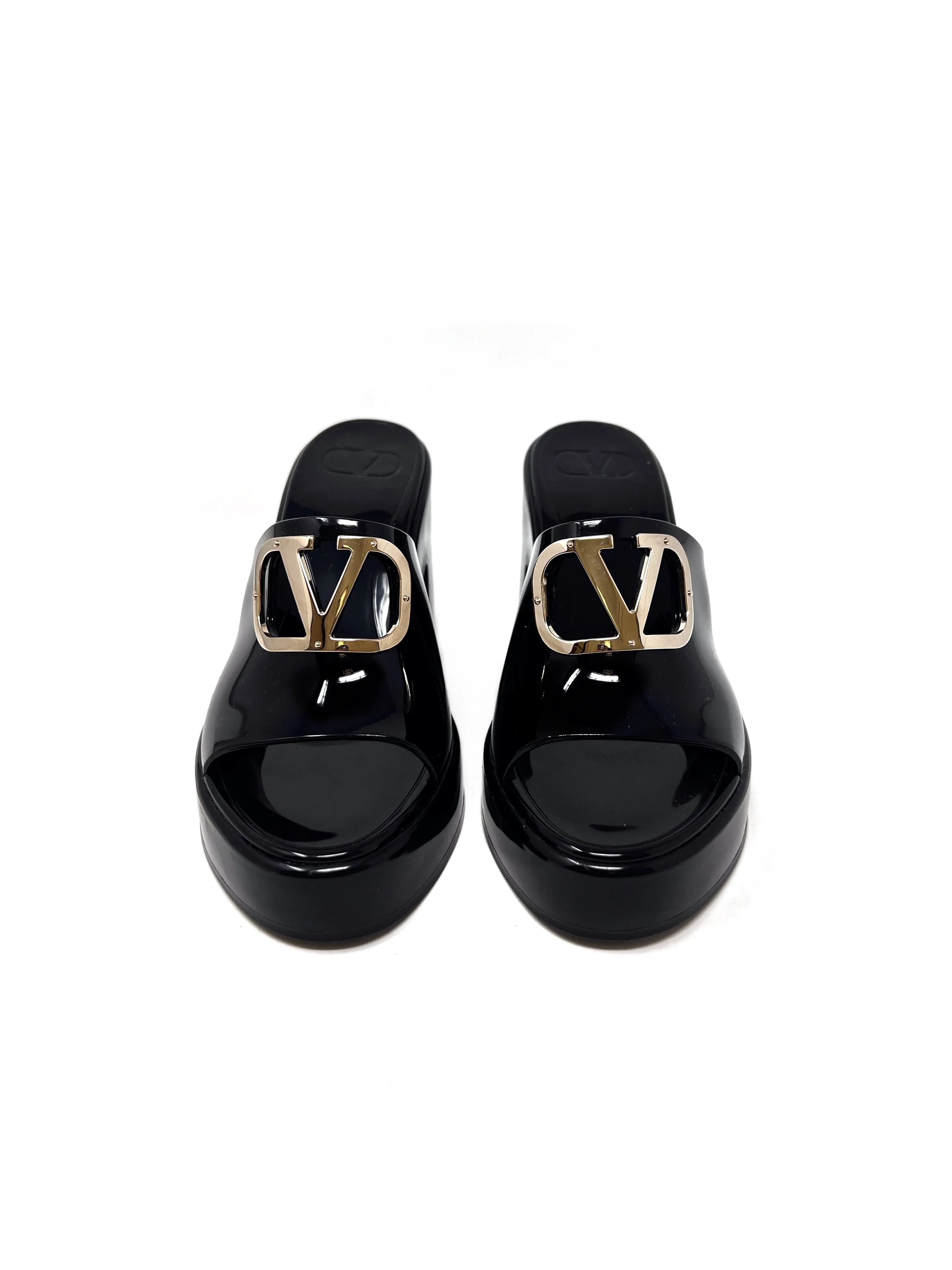 Valentino VLogo Rubber Platform Mules