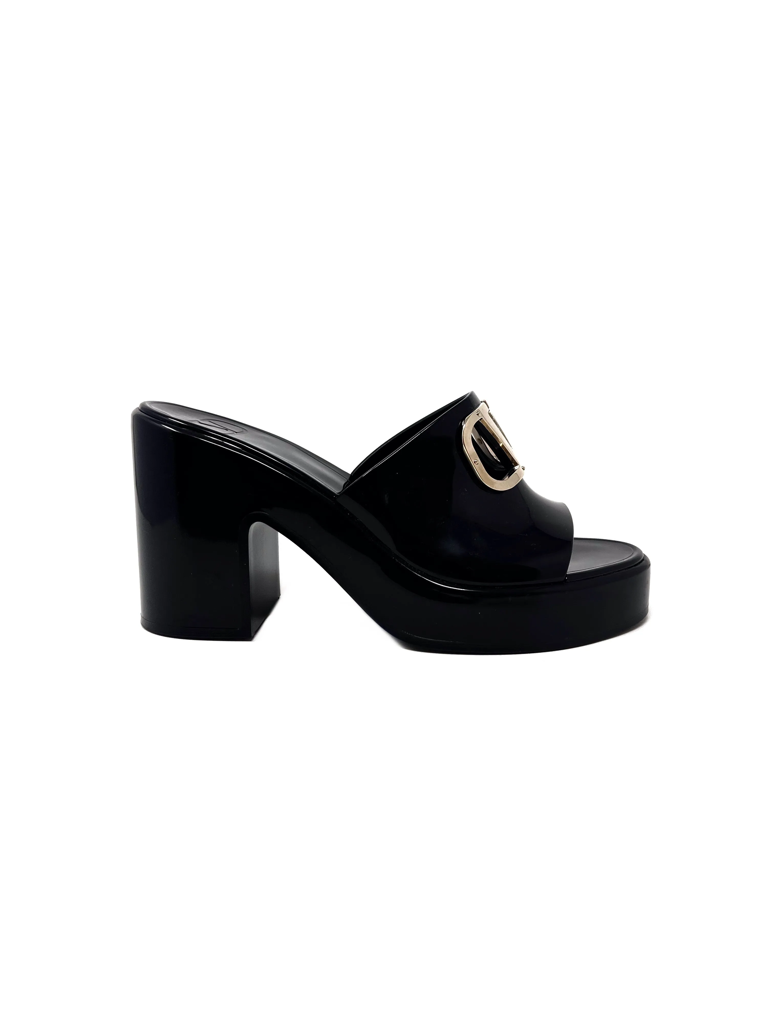 Valentino VLogo Rubber Platform Mules