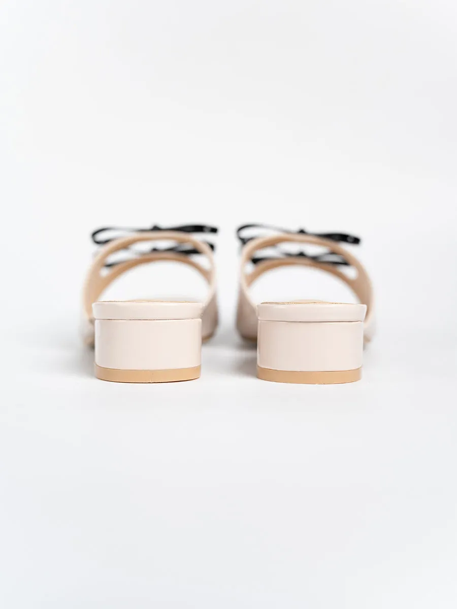 Valeria Glossy Ribbon Mules