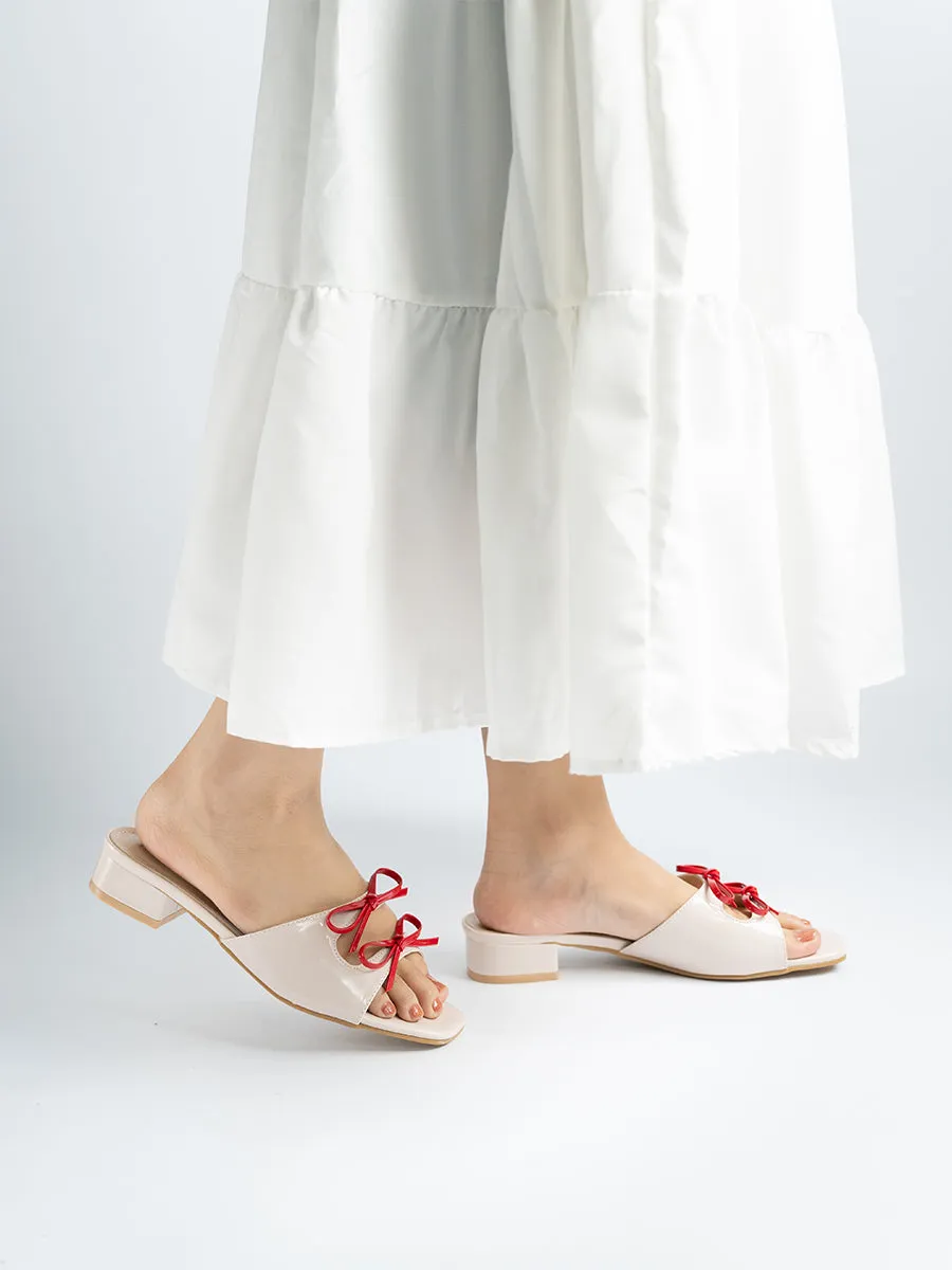 Valeria Glossy Ribbon Mules