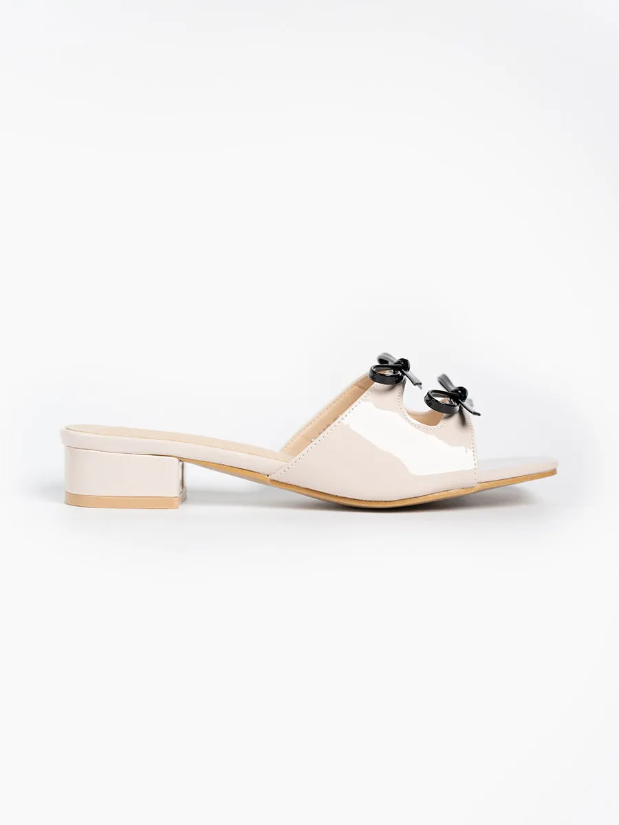 Valeria Glossy Ribbon Mules