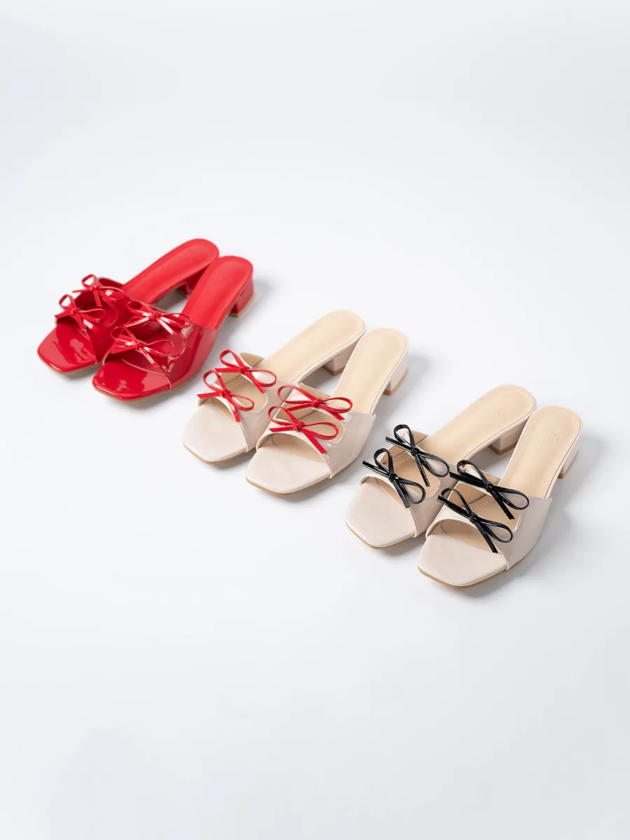 Valeria Glossy Ribbon Mules