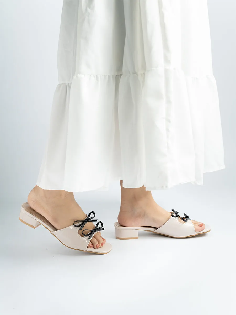 Valeria Glossy Ribbon Mules